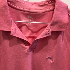 Tommy Bahama Coral Polo Shirt Mens Large Button Top Pink Purple